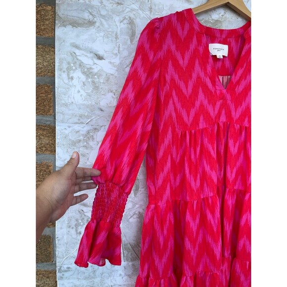 POMANDER PLACE Hot Pink Ikat Kenzo Dress size medium - Picture 3 of 9